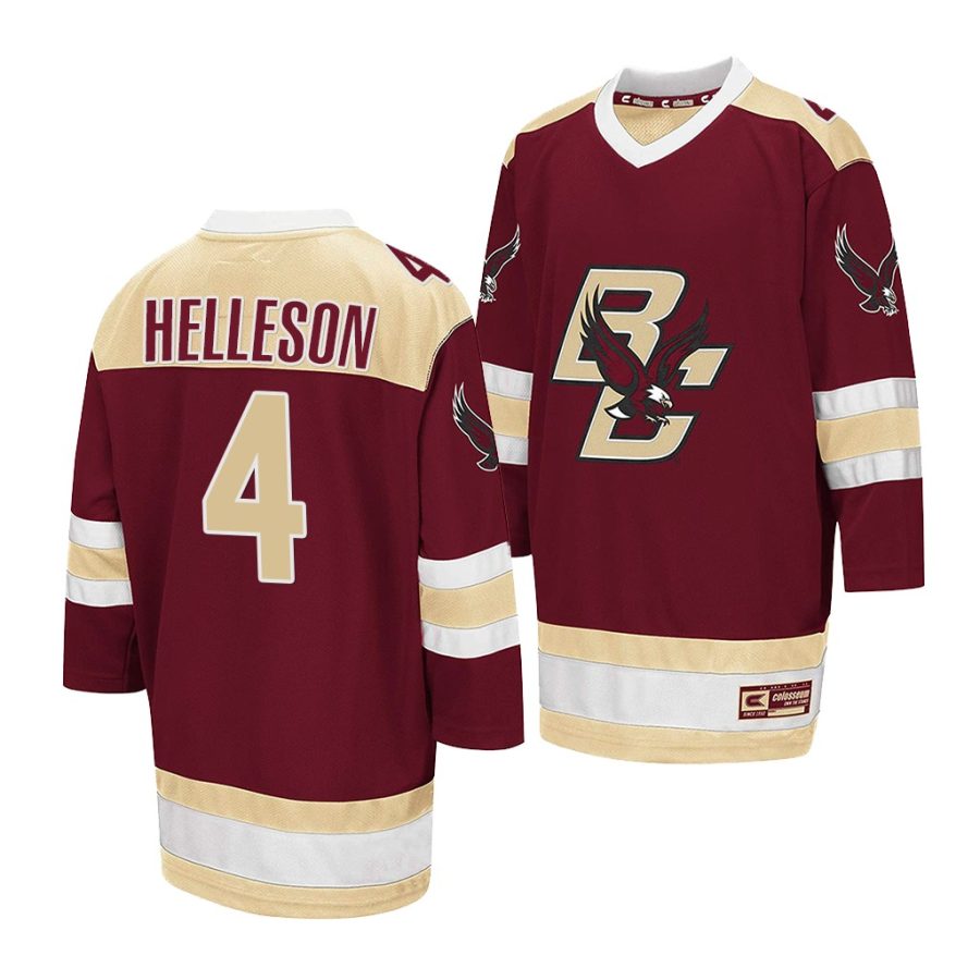 boston college eagles drew helleson 2021 22 college hockey maroon away jersey