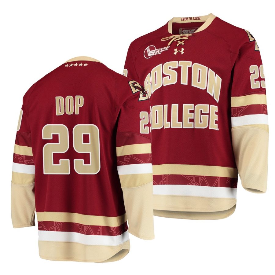 boston college eagles eric dop 2021 22 college hockey maroon replica jersey