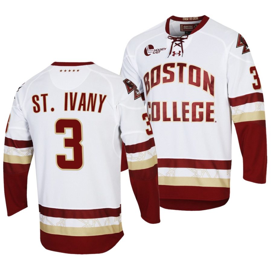 boston college eagles jack st. ivany 2021 22 college hockey white performance jersey