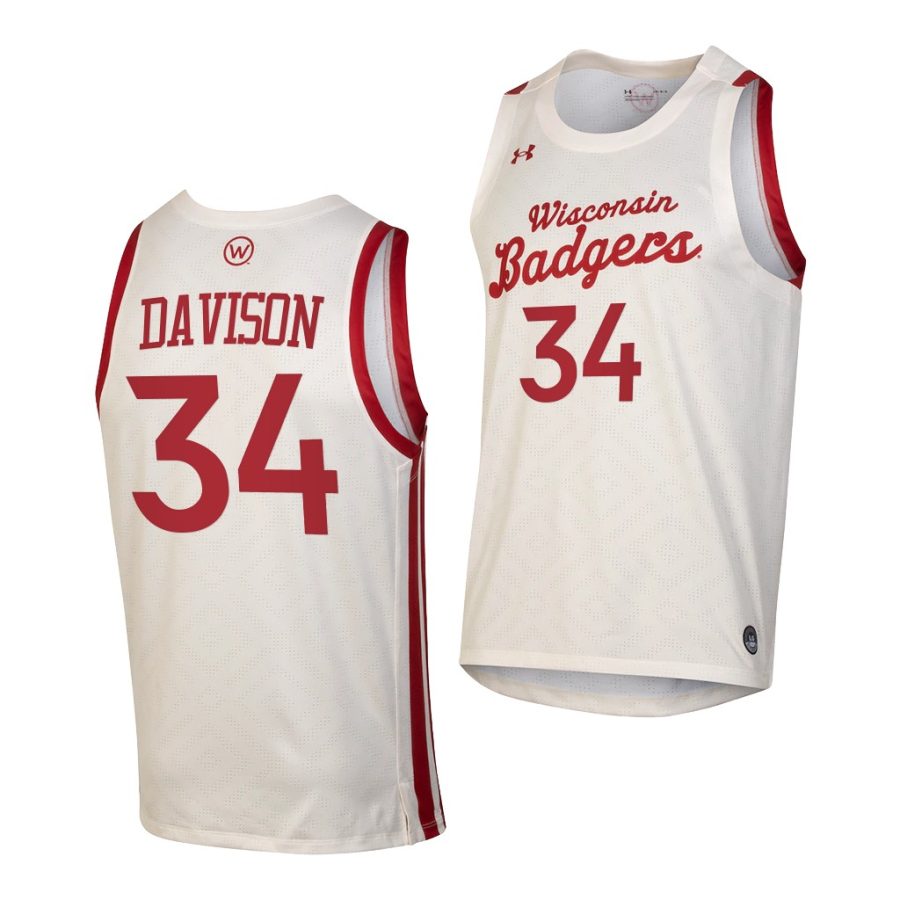 brad davison white throwback men jersey