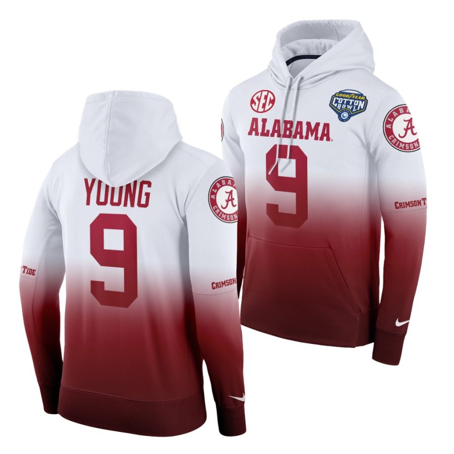 bryce young white crimson men 2021 cotton bowl alabama crimson tide hoodie