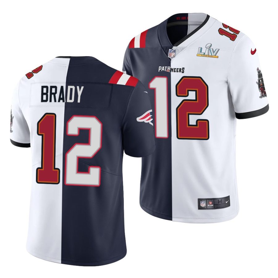 buccaneers tom brady navy white return to new england men's jersey