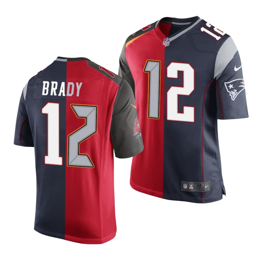 buccaneers tom brady red navy split men's jersey