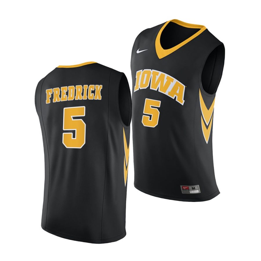 c.j. fredrick iowa hawkeyes black replica 2020 21 college basketball jersey