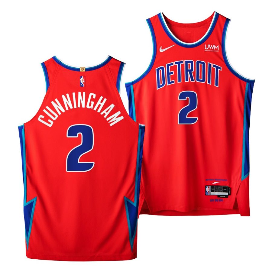 cade cunningham pistons nba 75th authentic red city edition 2021 22 jersey