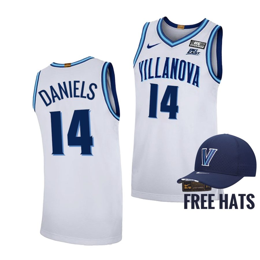 caleb daniels villanova wildcats white 2021 22home elite basketball jersey