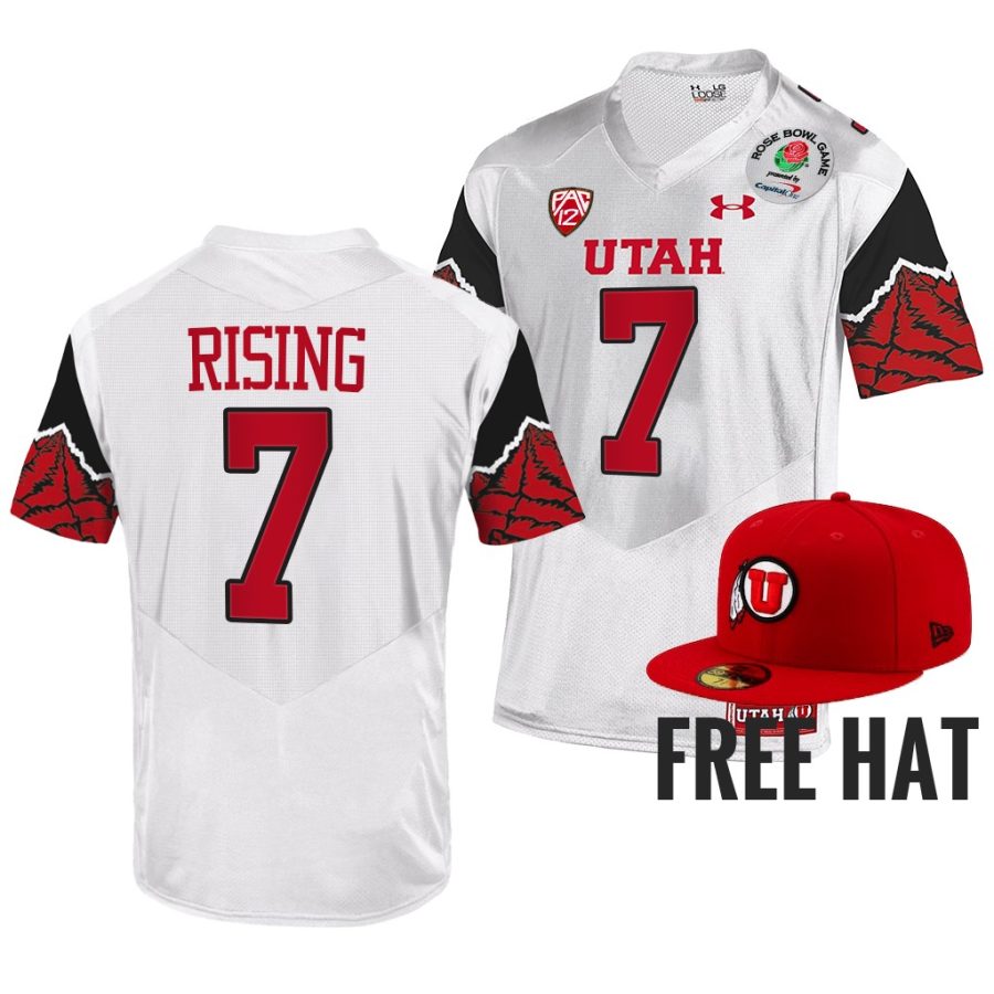 cameron rising utah utes white 2022 rose bowl college football playoff jersey