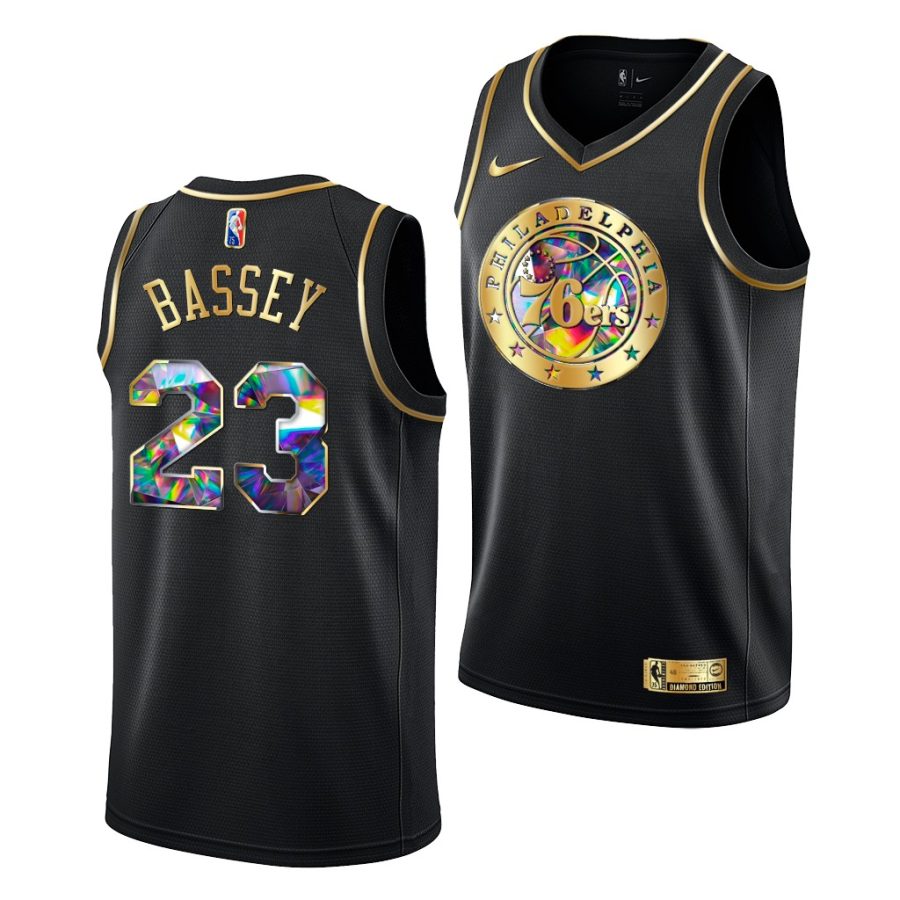 charles bassey 76ers diamond logo black golden edition 2021 22 jersey