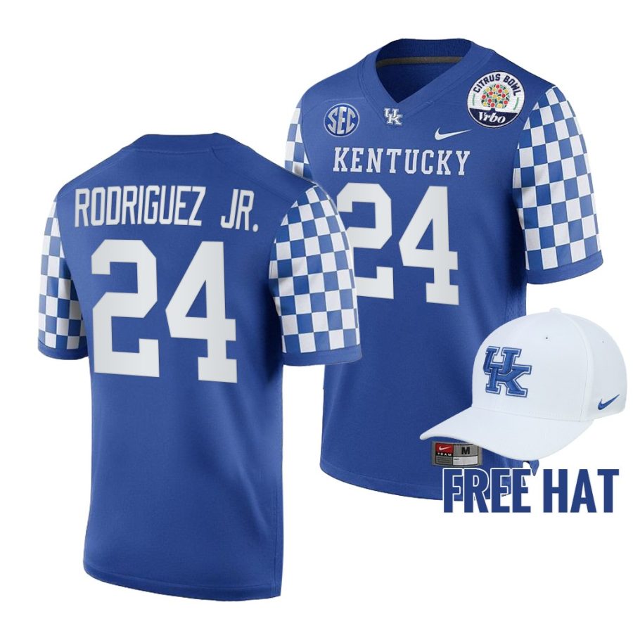 chris rodriguez jr. kentucky wildcats blue 2021 citrus bowl cfp jersey