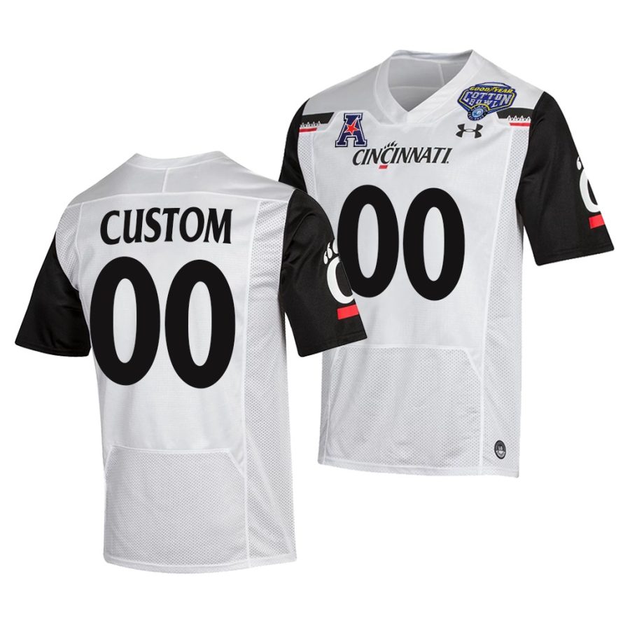 cincinnati bearcats custom white 2021 cotton bowl college football playoff jersey