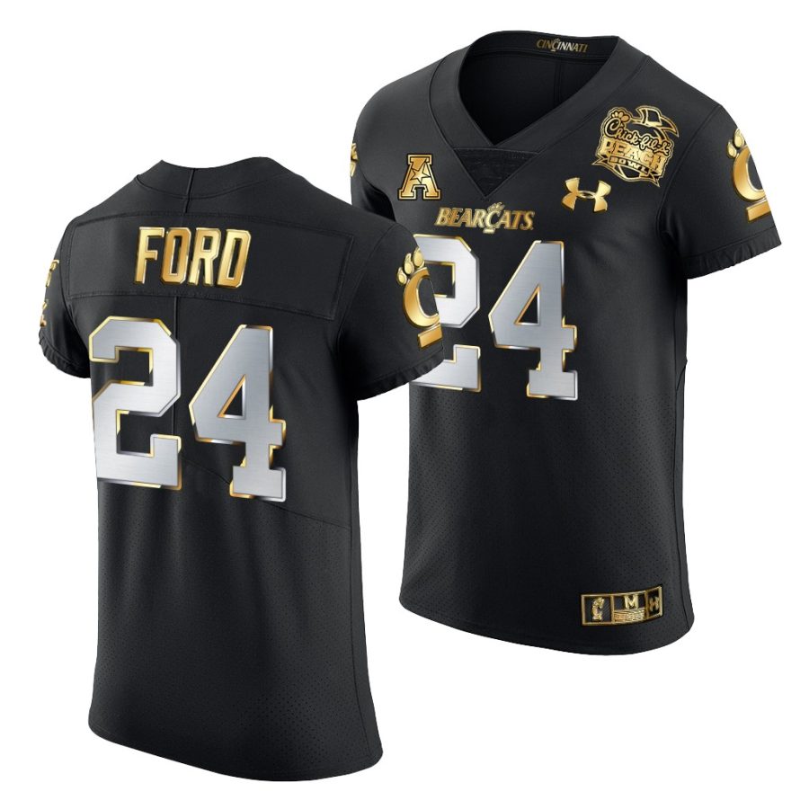 cincinnati bearcats jerome ford black 2021 peach bowl golden edition jersey