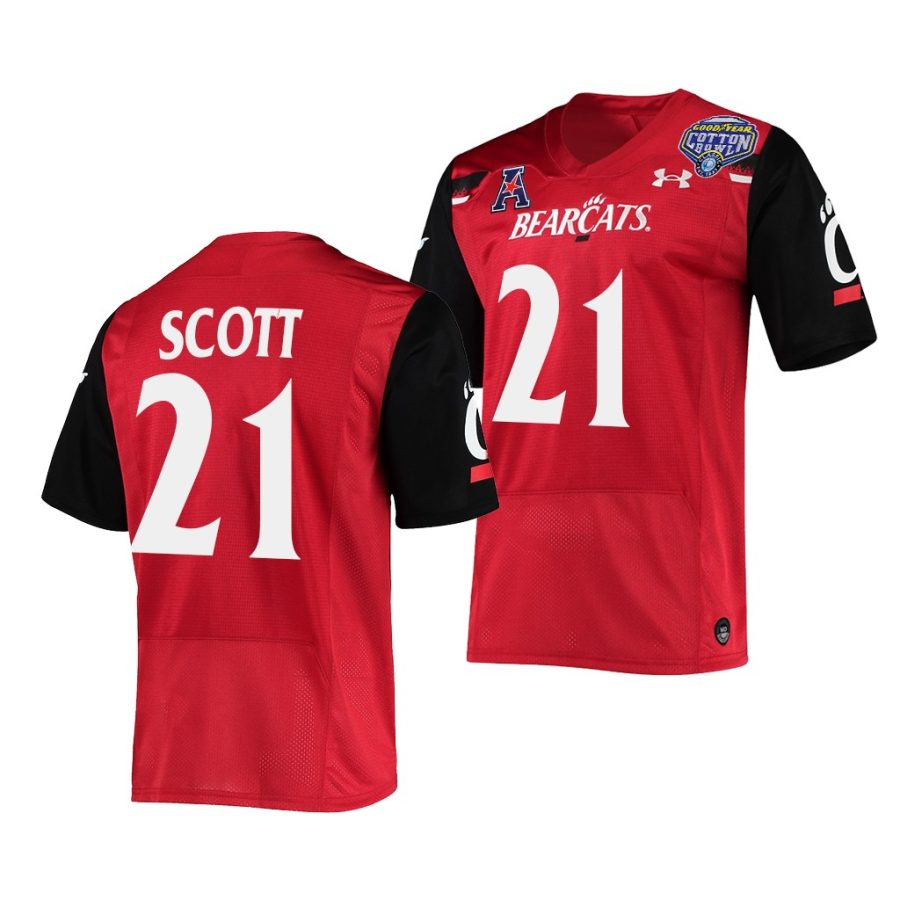 cincinnati bearcats tyler scott red 2021 cotton bowl college football playoff jersey