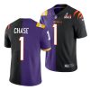 cincinnati bengals ja'marr chase purple black super bowl lvi nfl draft split jersey