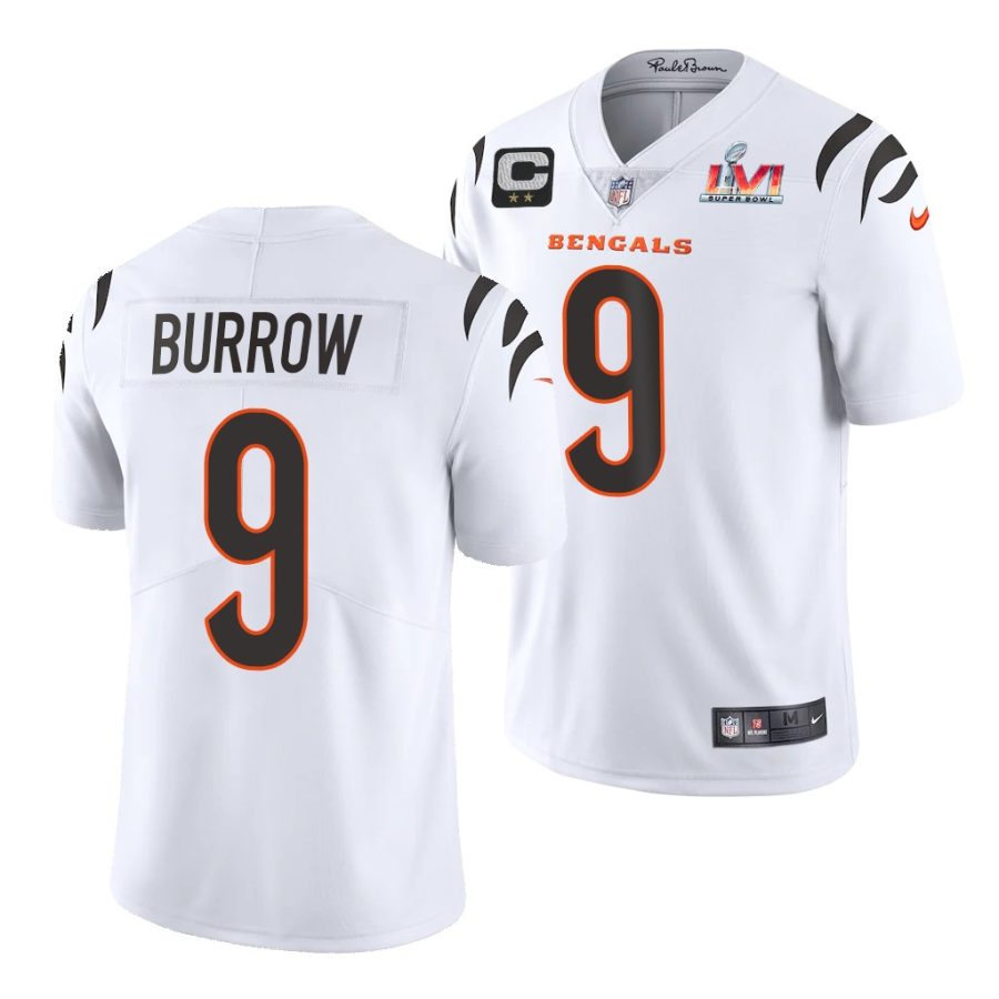 cincinnati bengals joe burrow white super bowl lvi nfl draft jersey