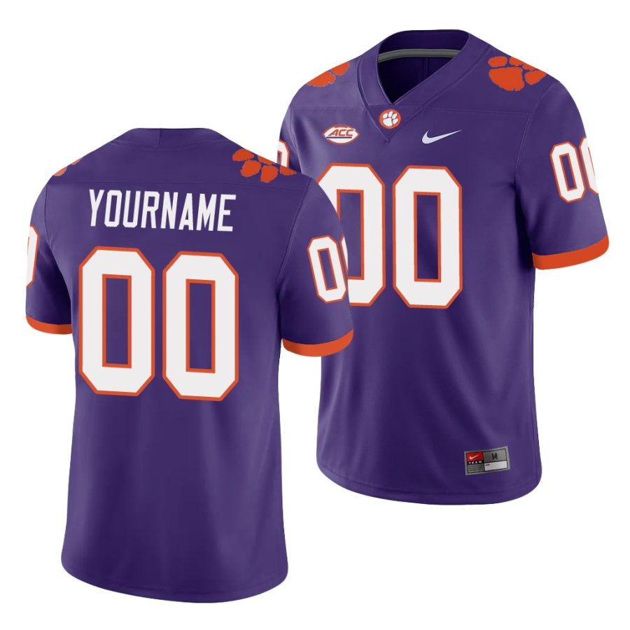 clemson tigers custom purple college football men's jersey