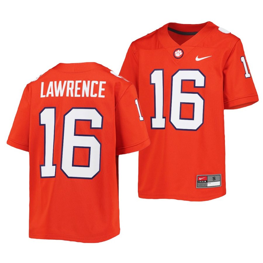 clemson tigers trevor lawrence youth orange college football jersey