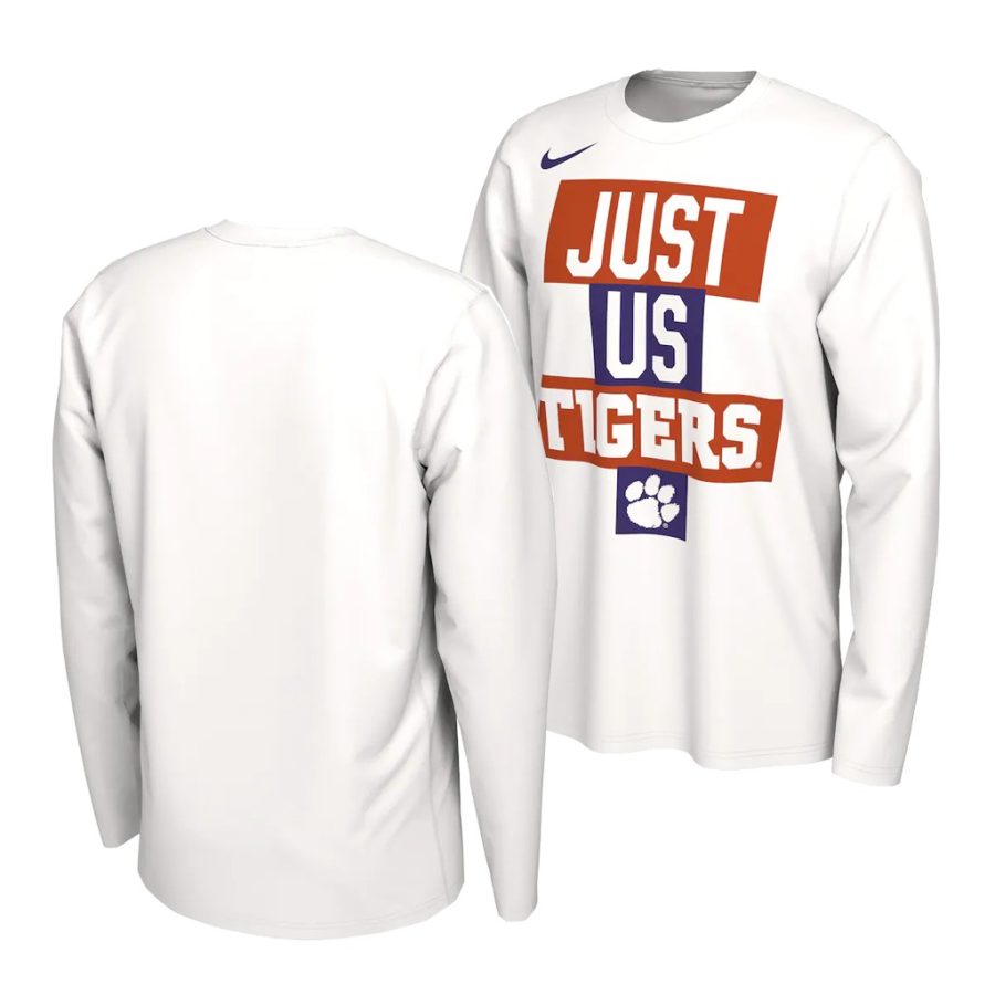 clemson tigers white just us bench long sleeve men t shirt