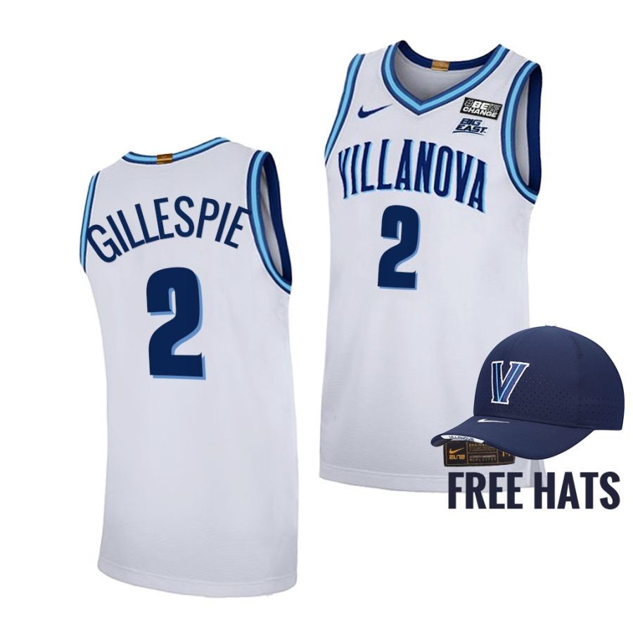 collin gillespie villanova wildcats white 2021 22home elite basketball jersey