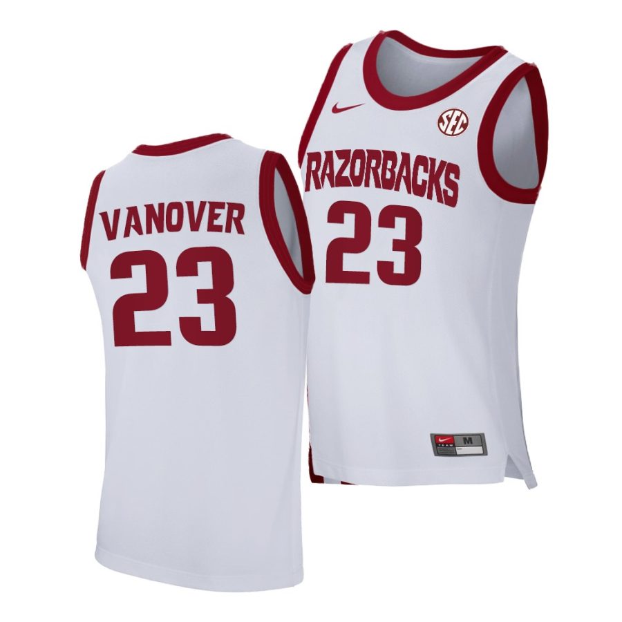 connor vanover white home arkansas razorbacks jersey