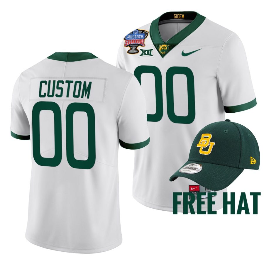 custom baylor bears white 2022 sugar bowl college football playoff jersey