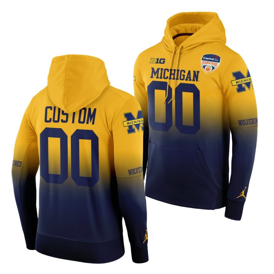 custom gold navy 2021 orange bowl michigan wolverines hoodie