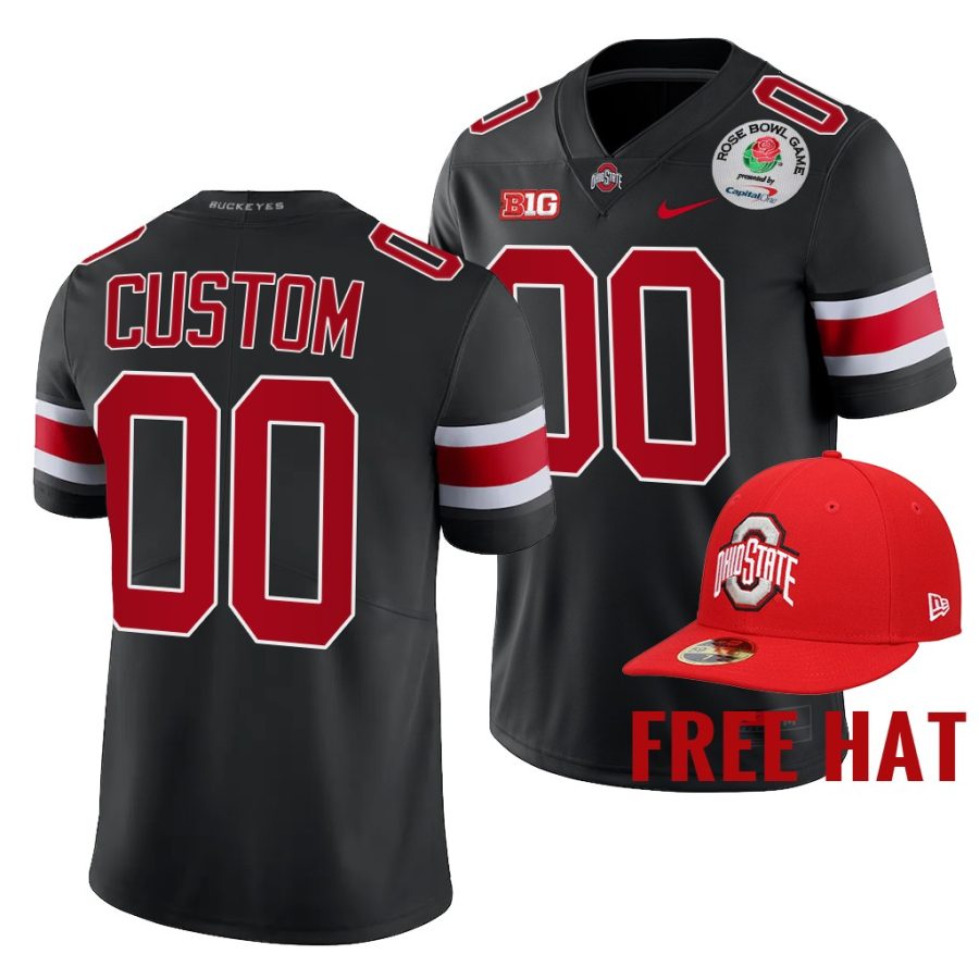 custom ohio state buckeyes black 2022 rose bowl college football playoff jersey