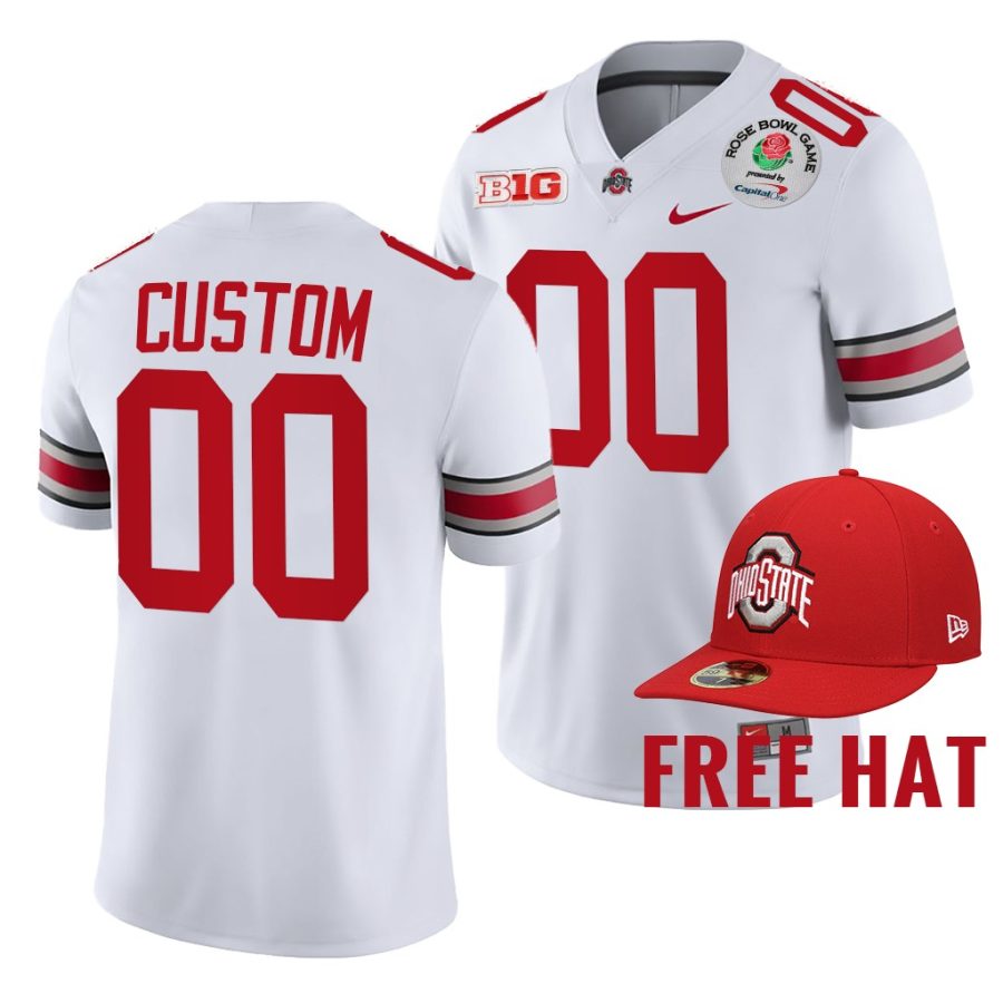 custom ohio state buckeyes white 2022 rose bowl college football playoff jersey