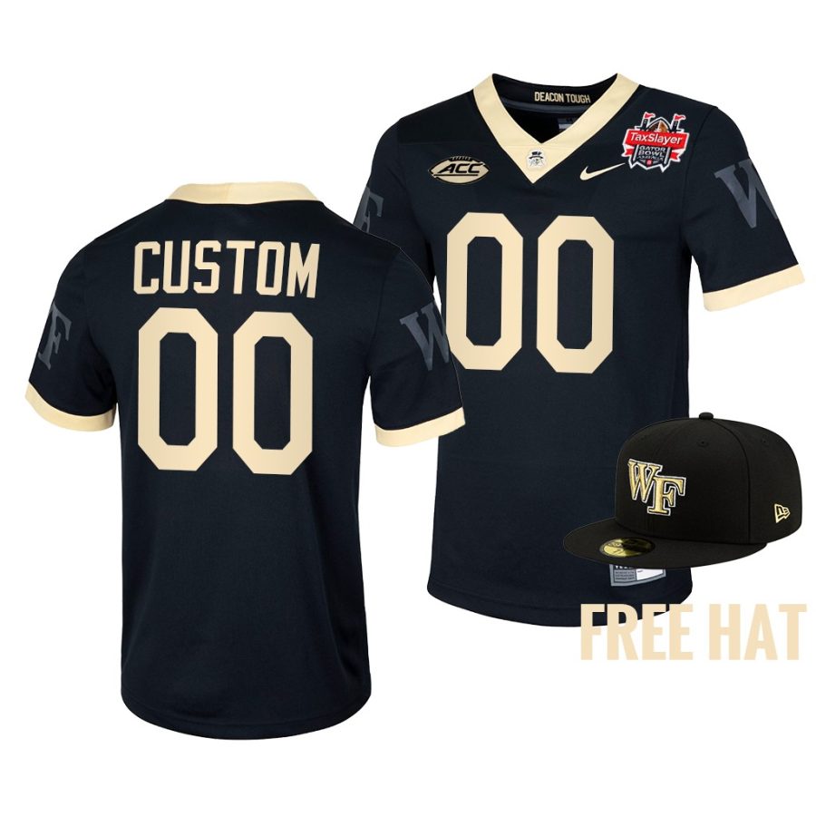 custom wake forest demon deacons navy gator bowl cfp jersey