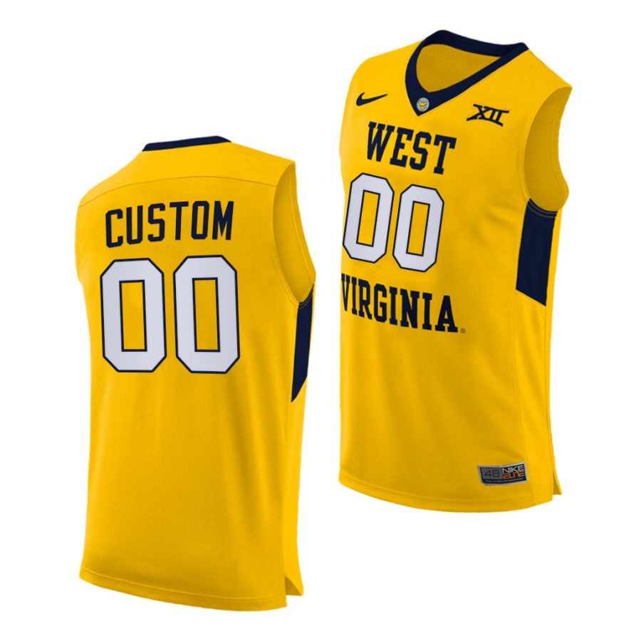 custom west virginia mountaineers yellow alternate 2020 21 authentic jersey