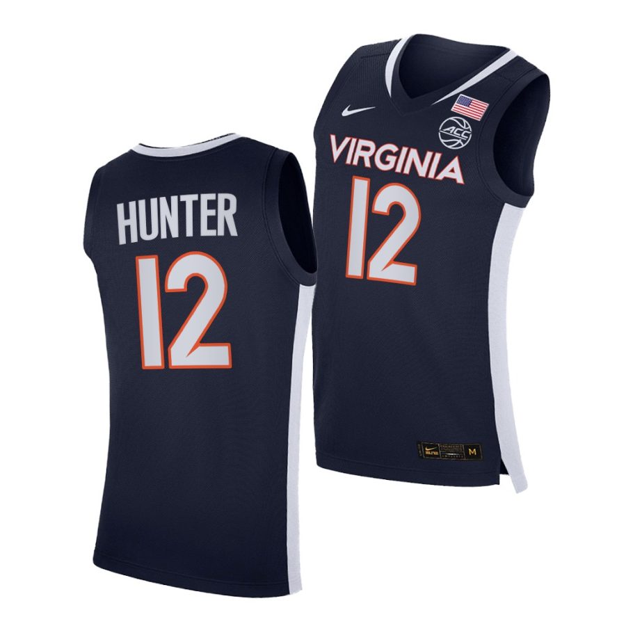 de'andre hunter virginia cavaliers navy road secondary logo jersey