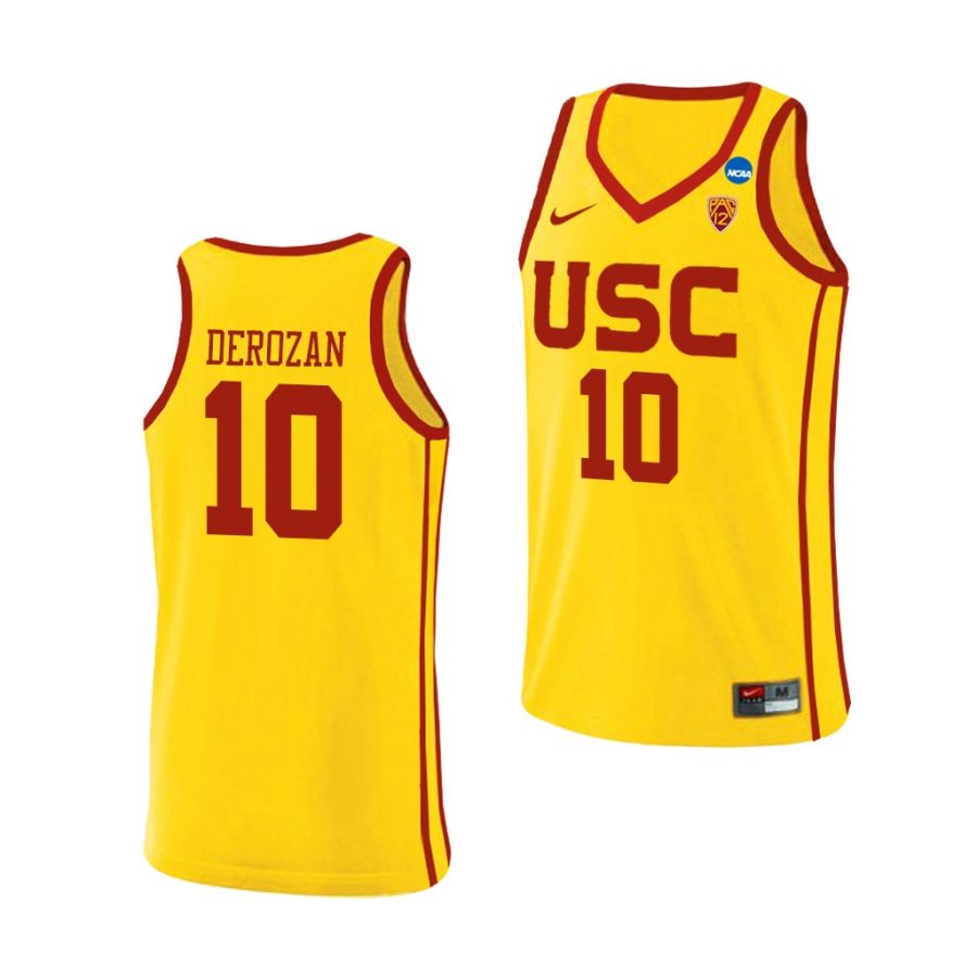 demar derozan yellow 2021 march madness sweet 16 men's jersey