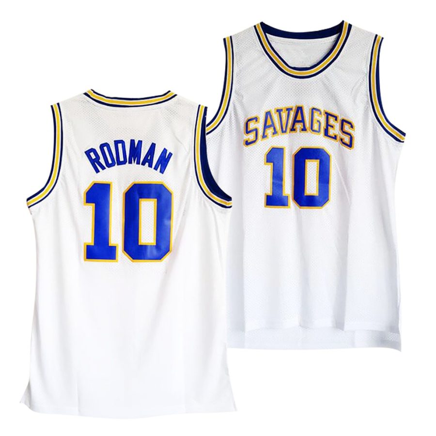 dennis rodman white college basketball oklahoma savages jersey