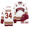 denver pioneers carter mazur 2022 college hockey white free hat jersey