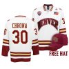 denver pioneers magnus chrona 2022 college hockey white free hat jersey