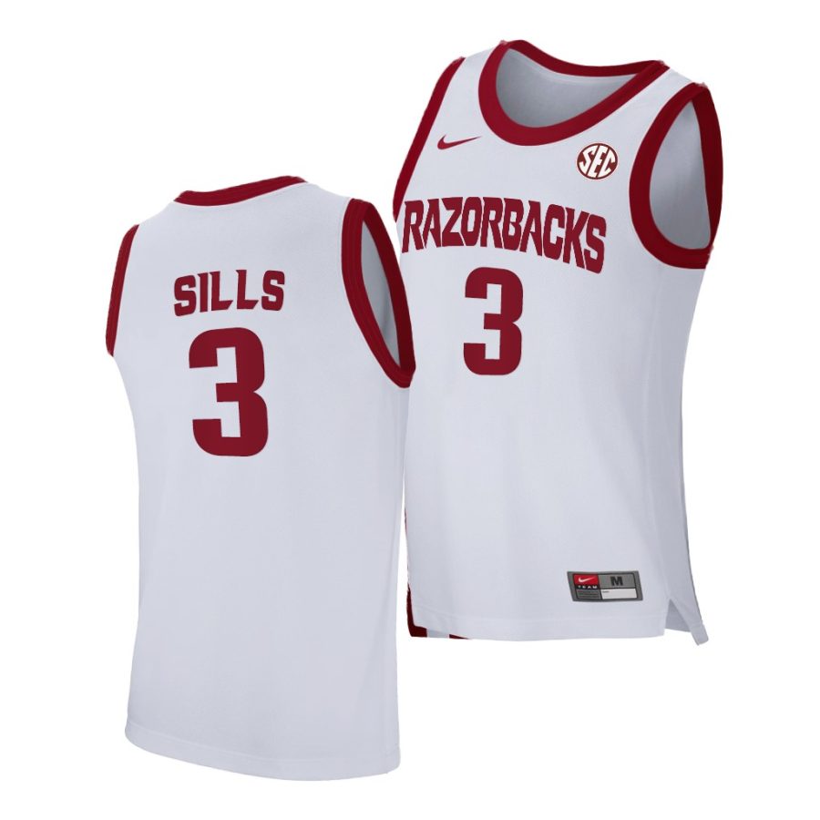 desi sills white home arkansas razorbacks jersey