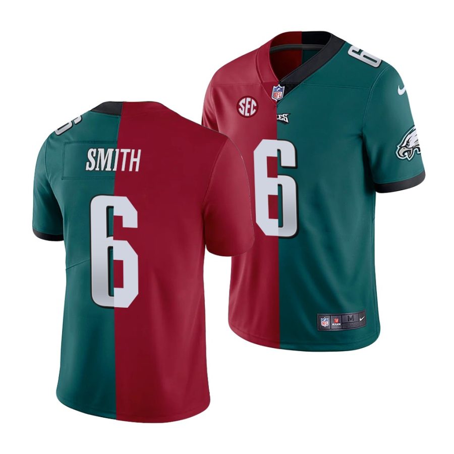 devonta smith eagles crimson green 2021 nfl draft split jersey