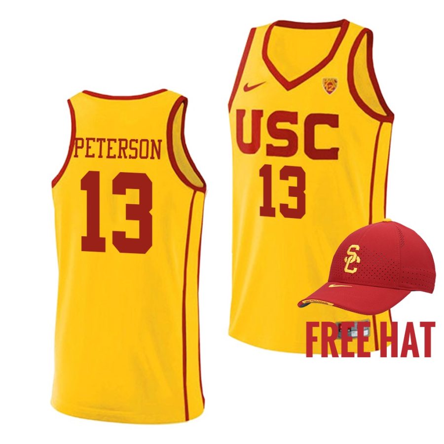 drew peterson usc trojans yellow 2021 22college basketball home jersey