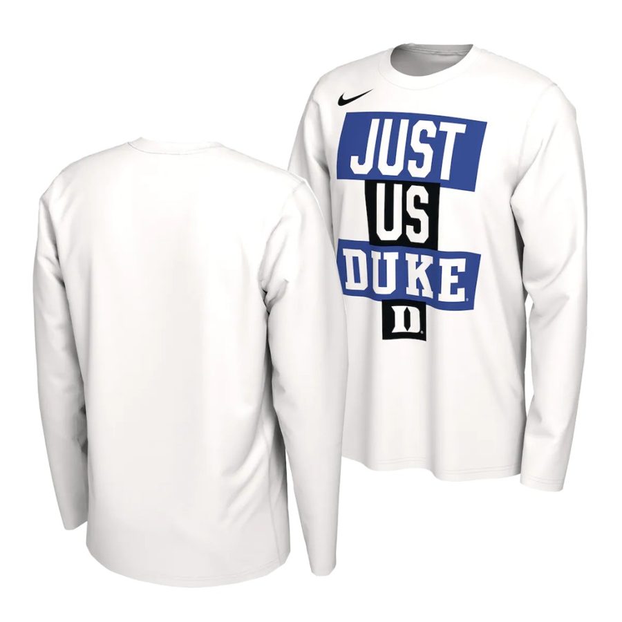 duke blue devils white just us bench long sleeve men t shirt