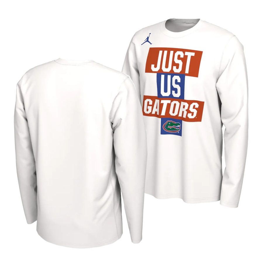 florida gators white 2021 postseason basketball just us bench long sleeve men t shirt