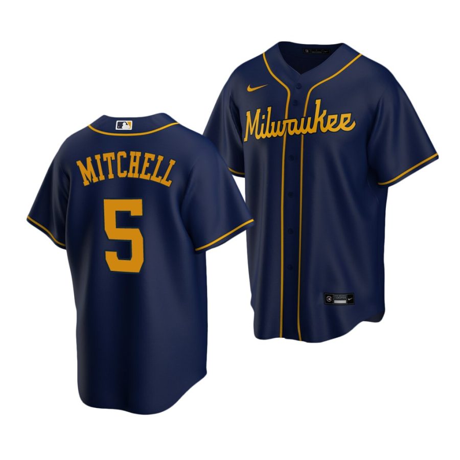 garrett mitchell brewers 2020 mlb draft replica alternate navy jersey