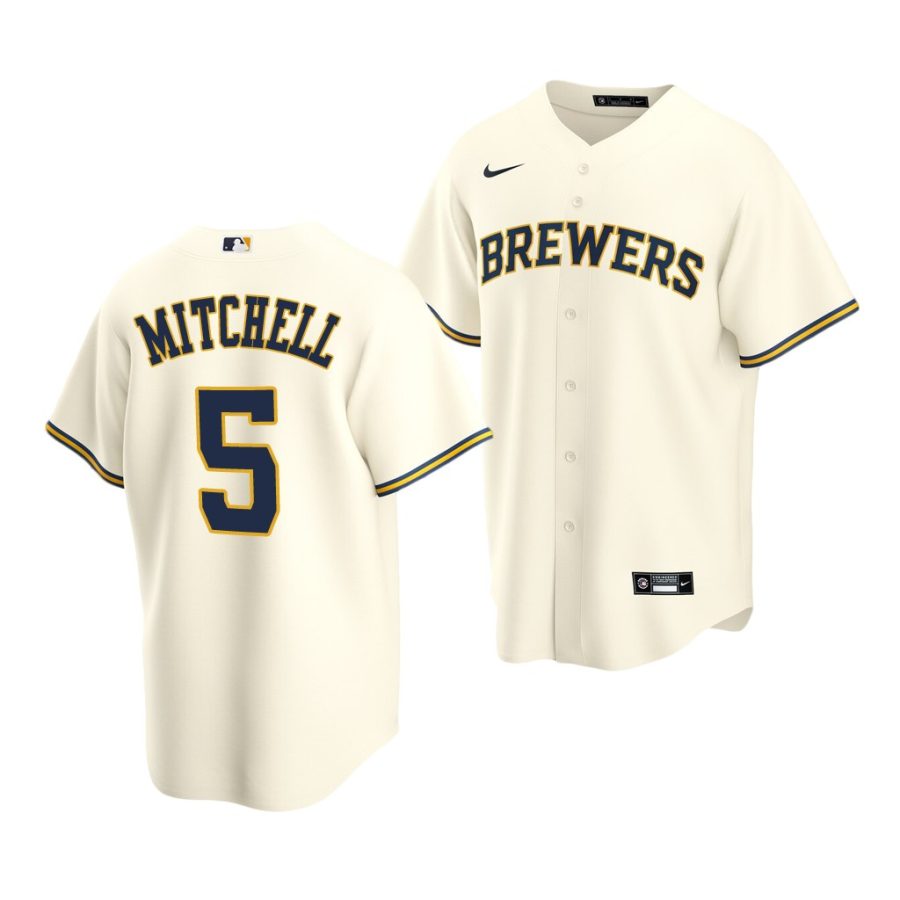 garrett mitchell brewers 2020 mlb draft replica home cream jersey