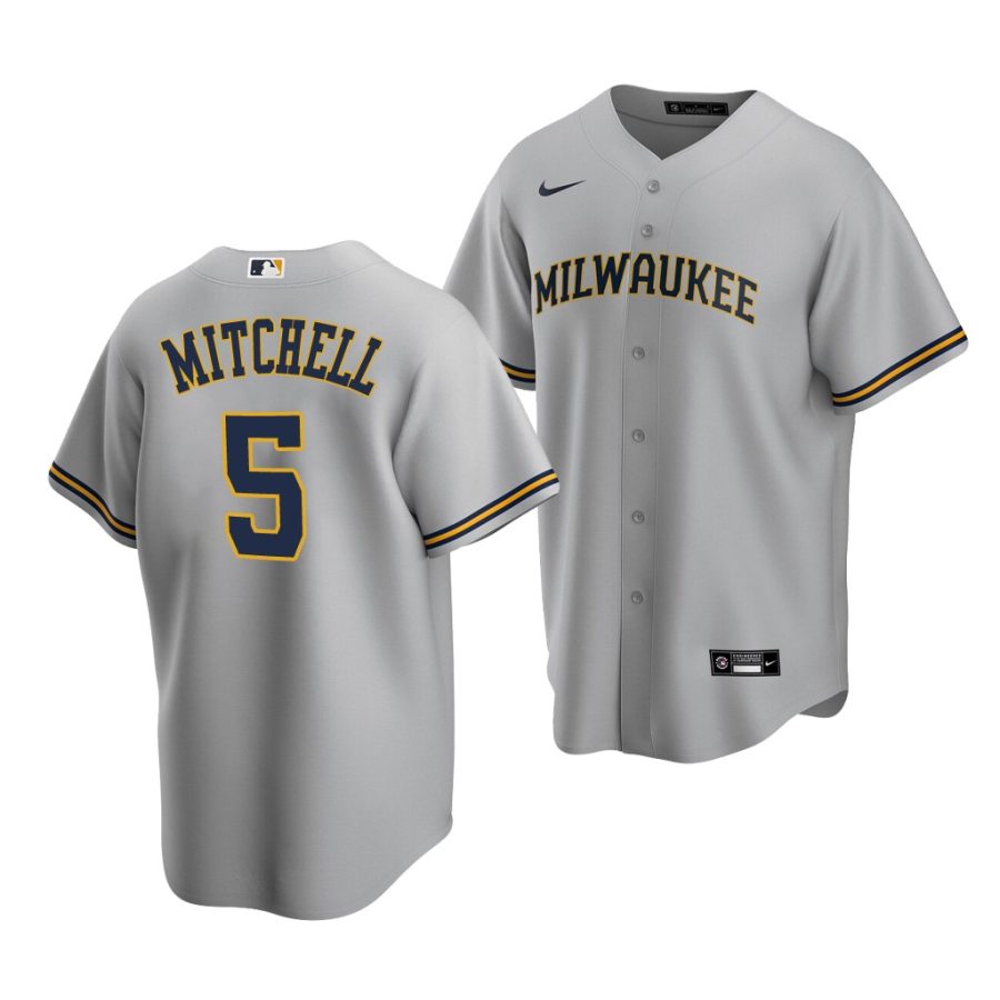 garrett mitchell brewers 2020 mlb draft replica road gray jersey