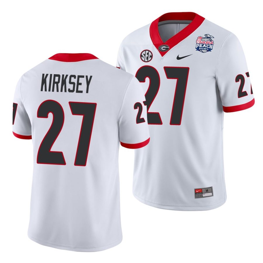 georgia bulldogs austin kirksey white 2021 peach bowl college football jersey