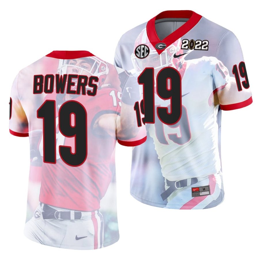 georgia bulldogs brock bowers white 2022 national championship decisive highlights jersey