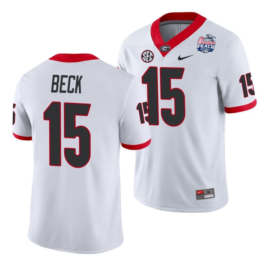 georgia bulldogs carson beck white 2021 peach bowl college football jersey