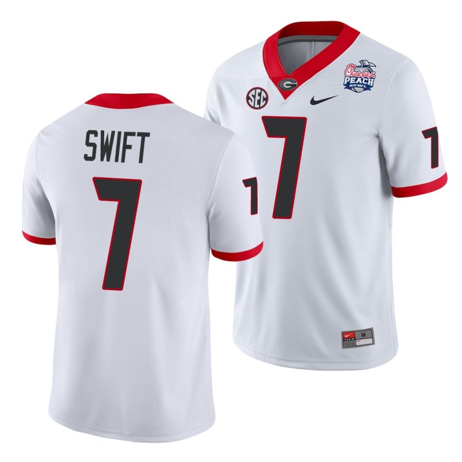 georgia bulldogs d'andre swift white 2021 peach bowl college football jersey