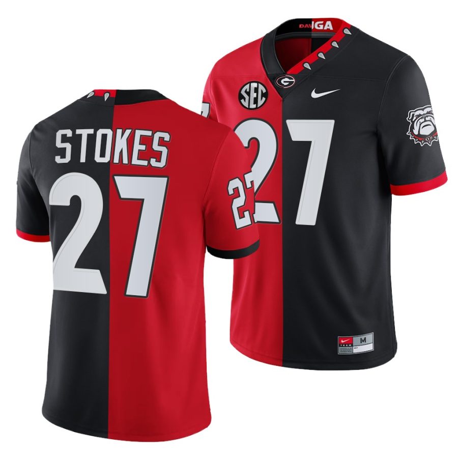 georgia bulldogs eric stokes red black split edition men jersey