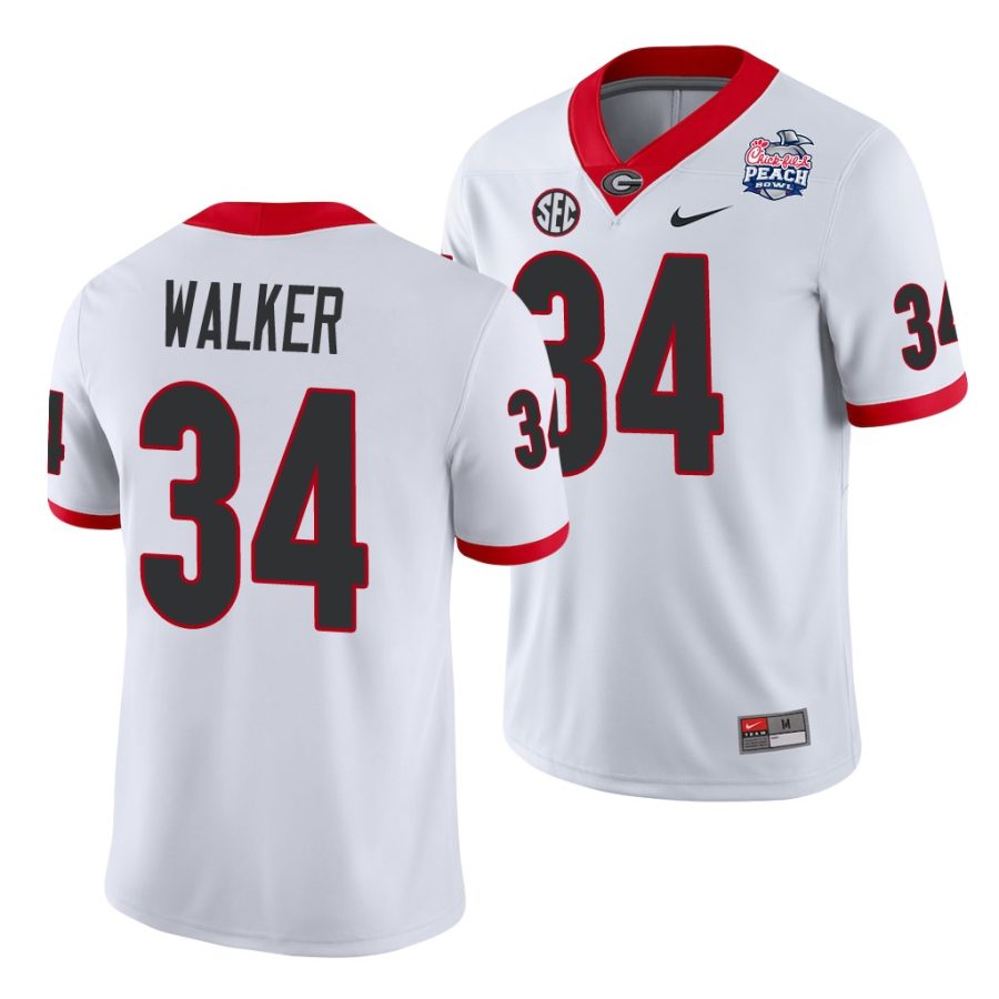 georgia bulldogs herchel walker white 2021 peach bowl college football jersey