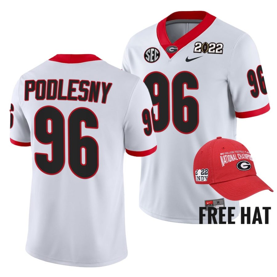 georgia bulldogs jack podlesny white 2021 orange bowl champions cfp jersey