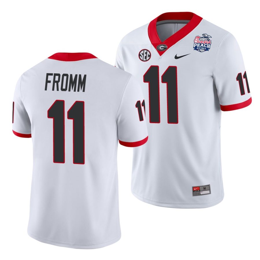 georgia bulldogs jake fromm white 2021 peach bowl college football jersey